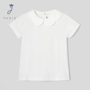 Jacadi | Girl Short Sleeve Cotton Tshirt White Peter Pan Collar