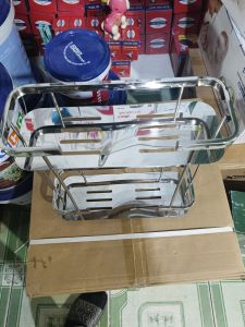 kệ inox 2 tầng để trong nhà tắm nhà vệ sinh nhà bếp chất liệu 304 sáng bóng