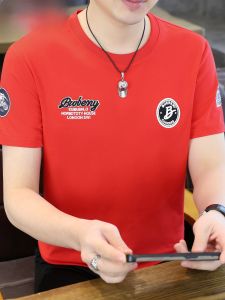 HENGYUANXIANG | Hengyuanxiang Summer Short Sleeve T-Shirt Mens Round Neck Embroidered Casual Versatile Half Sleeve Sweatshirt Fashionable Urban Style