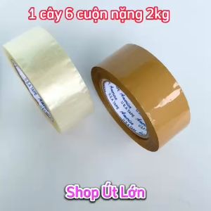 1 Cuộn băng keo trong đục 200yard nặng 330gram rộng 4.7cm lõi 5mm 1 cây có 6 cuộn nặng 2Kg