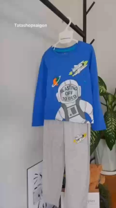 T142 Bộ quần áo dài tay bé trai thun cotton xuất dư 13 đến 40kg