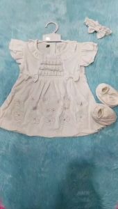 dress perempuan bordir/ dress aqiqah cwe / baju bayi aqiqah set pita/ bandana + sepatu / dres set /kado bayi /Dress bayi putih / Baju bayi 1 set perempuan