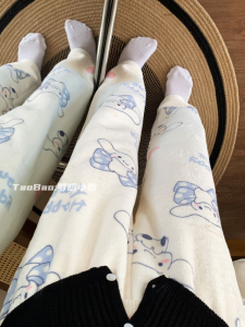 Winter Coral Fleece Cartoon Thick Fleece Plaid Comfortable Heattech Pajama Pants Female Student Young Adult Casual Outdoor Home Pants