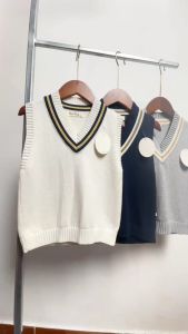 Áo len gile bé trai 1-9 tuổi Áo gile cho bé cổ tim viền kẻ phong cách Hàn Quốc đanh sợi không bai xù