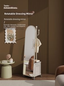 Integrated Hat Rack & Dirty Laundry Basket Full Length Mirror