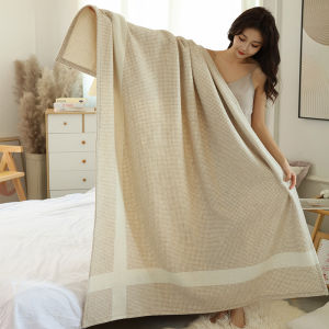 Modern Minimalist Woolen Knitted Blanket Small Square Grid Embroidery Air Travel Suitable for Bedroom Casual Outdoor Use