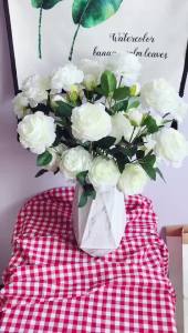 SHPYHT Hoa mẫu đơn giả lụa Châu Âu 3 đầu hoa hồng trang trí tường đám cưới gia đình