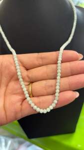 Chuỗi vòng cổ hạt đá ngọc cẩm thạch trắng xanh vân đẹp size 4li nhỏ xinh dưỡng Tâm sang chảnh
