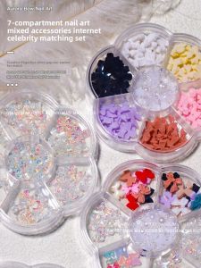 MONLEYTA | Aurora Butterfly Knot Nail Art Decorations Flat Bottom Drill Pearl Mixed Seven Grids New 2025 Internet Famous Nail Drill Hits