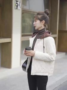 áo khoác phao nữ dáng ngắn croptop 2023 dáng dài hàn quốc tay dài bigsize bé gái size đại phong cách Giặt Lông Vũ Áo Bông Nữ Thu Đông Mẫu Mới 2 Áo Khoác Bông Ngắn Hình Thoi Có Mũ Trùm Đầu