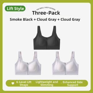 Easy to Wear Zip Front Full Cup Gather Bra Anti-ptosis Side Support Plus Size Invisible Brassiere
