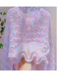 2024 Womens Knitted Hollow out Sweater Thin round Neck Butterfly Design Candy Colored Dopaamine French Lazy Sweet Style