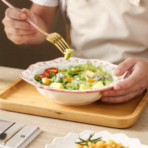 Underglaze Floral Heat-Resistant Ceramic Soup Bowl
