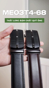 Thắt lưng da bò Veg Ý tự nhiên MEO3T4-68 khoá đen mờ sang trọng mặt da trơn mịn chuẩn form Anh Tho Leather