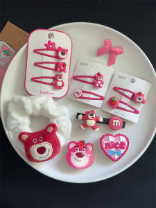 Cute Strawberry Bear Hair Clip Set 12pcs Student Princess Hair Accessories Hairband Hairpin Gift Fresh Korean Style Hair Decorations
