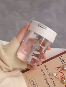 [READY STOCK] 330ML Small Girl Cute Cup Plastic Water Bottle With Straw Portable High Temperature Anti-fall Coffee Cup