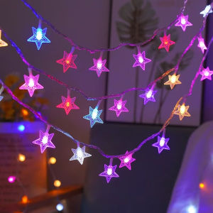 10/20/40/80LED Star String Light Wedding Garland Room Decoration AA Battery Powered LED Lighting Muslim Ramadan Festival Indoor