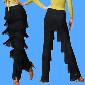 High Waist Tassel Pants Latin Dance Skirts Womens Modern Square Dance Long Pants Four Seasons Afa Brand Fitness Sports