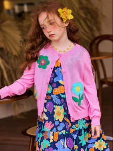 PPTOWN | Dopamine Cheerful Flower Embroidered Knit Cardigan