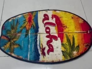 Thảm Trải Sàn Hình Ván Lướt Sóng VIKAMA Vintage Aloha Hawaii Palm Hibiscus In Hình Hoa Dừa Mềm Mại Chống Trượt Cho Phòng Ngủ Đầu Giường Có Thể Giặt Bằng Máy
