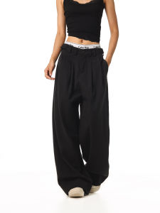 CTB Beer Captain American Style Casual Black Pants Men Women Loose Straight Leg Wide Leg Trousers Simple Matching Leisure Trousers