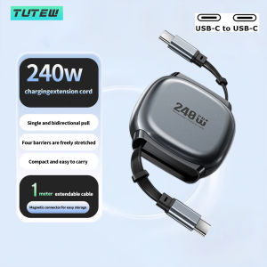 240W Retractable Fast Charging Cable USB C To C Auto Coiling for Travel Charging Phone Tablet Laptop for IPhone Samsung Huawei