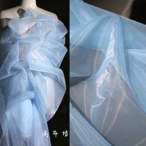 Màu Xanh Pastel Mật Độ Cao Polyester Vải Organza Cho Váy Full Váy Áo Phồng Dệt Màu Xem Qua Vật Liệu Thiết Kế
