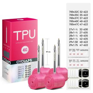 CYCLAMI Ultralight จักรยานด้านใน 29 นิ้ว MTB จักรยานวัสดุ TPU ยาง 45/65 มม.วาล์วฝรั่งเศสสําหรับกรวด 700C 32C 35C 37C 40C