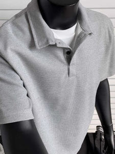 Áo Thun Polo Nam Cổ Henry Tay Ngắn Mùa Hè Cleanfit Nặng Gấp Đôi Tay Áo Mỹ Thường Ngày Thường Ngày Tay Ngắn Thường Ngày
