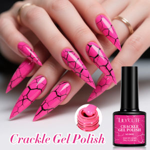 LILYCUTE 7ml Fluorescent Crackle Gel Nail Polish Neon Hybrid Natural Dry DIY Semi Permanent Soak Off Design Nail Art Varnish