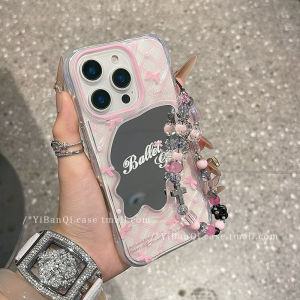 Pink Mirror Checkered Butterfly Knot Phone Case Full Protection for Apple Huawei Mate70 New 17Promax Small 13Pro Mobile Phone Shell 16Promax Women 15Pro Anti-Fall 14Pro Pura80