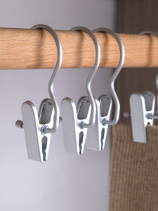 Strong Windproof Clothes Drying Clamp with Hook Multi-Functional Aluminum Alloy No Trace Single Home Storage Cap Clamp