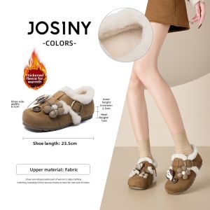 Josiny | Winter Fur Lined Easy Wear Soft Bottom Ladies Slip On Shoes