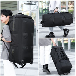 Large Capacity Roller Luggage Bag Foldable Travel Duffel Bags for Men Women Oxford Waterproof Wheeled Travel Bag Carry-on Luggage Backpack Luggage Storage Handbag