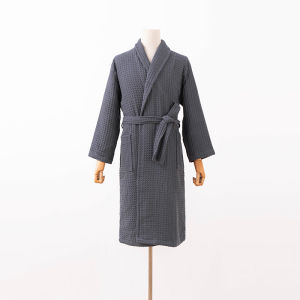 Honeycomb Waffle Absorbent Bathrobe Mens and Womens Couple Spring and Autumn Japanese Export Kimono Mid-Length Cotton Nightgown Bathrobe