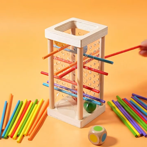 Childrens Sensory Fine Motor Skills Toys Color Recognition Learning Counting Sticks Game Educational Balance Wooden Toy Interactive Board Game Spatial Thinking Puzzle Toy