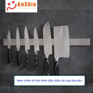 Thanh nam châm treo dao kéo dụng cụ - hộp inox 304 sang trọng - Thanh treo dao - Giá treo dao nam châm - Giá treo dao kéo inox