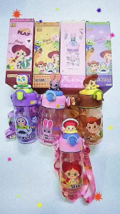 iSchoolDy Kids Cartoon Judy Nick Woody Buzz 500ML Tritan PP Water Bottle with Straw Refreshing Water Spray 塑料瓶噴霧吸管水杯