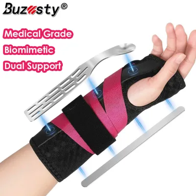 Buzesty Nẹp Cổ Tay cứng nhắc cú đúp cho cố định y tế cấp hỗ trợ cổ tay với kép tấm nhôm cho phục hồi chấn thương có thể điều chỉnh bọc nén cho cổ tay đau khớp đai ôm hỗ trợ đêm