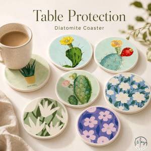 Diatomite Coaster Nordic Floral Absorbent Cup Mat for Coffee Mug
