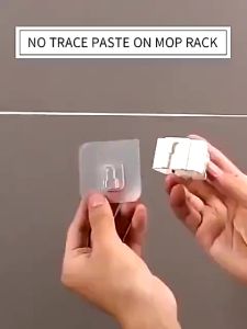 1Pc Mop Hook Broom Holder Wall Mounted Mop Holder Hanger Punch Free Mop Hook Racks