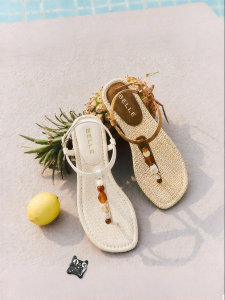 Belle | Lucky Stone T-Strap Roman Sandals
