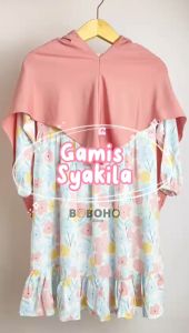 BOBOHO - GAMIS SYAKILA ANAK PEREMPUAN / BAJU MUSLIMAH ANAK LOKAL FREE HIJAB / FASHION ANAK GAYA MUSLIM