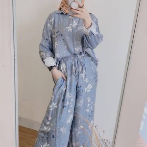 Setelan Wanita Kekinian Muslim Set Lengan Panjang Fashion Wanita Baju Aberia Set Lengan Modern One Set Wanita Bahan Rayon Atasan Cewek Kekinian - XELLEA