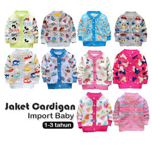 Jaket Cardigan Import Baby Bahan Cotton Hangat Lembut Untuk Bayi Laki-Laki Perempuan Baru Lahir 1 2 3 Tahun