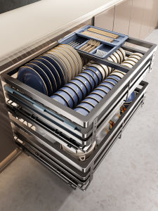 Double Layer Kitchen Pull Out Drawer Spice Basket