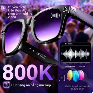 Kính Thông Minh AI 2025 Với Camera 800W Quay Video 8MP Gọi Bluetooth Nghe Nhạc Kính Râm Nam Nữ Hỗ Trợ Dịch Thuật 100+ Ngôn Ngữ