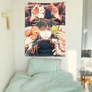 VIKAMA Jujutsu Kaisen Anime Tấm Thảm Thẩm Mỹ Treo Tường Cho Phòng Ngủ Phòng Khách Ký Túc Xá Polyester Trang Trí Nhà Chống Thấm Nước Có Thể Giặt Được
