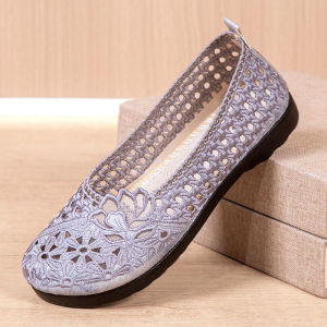 BUJINXUAN | Soft Comfortable Perforated Embroidery Flat Sandals