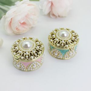 Elegant Enamel Alloy Craftsmanship Jewelry Box Pearl Embedded Decorative Ornament Gift Small Accessories Storage Box